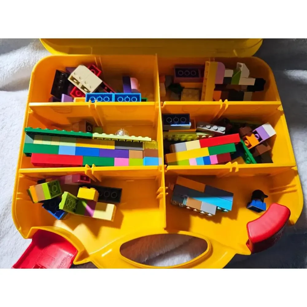 Lego Yellow & Orange Plastic Carrying Storage Case Dividers 9oz Of Mixed Legos